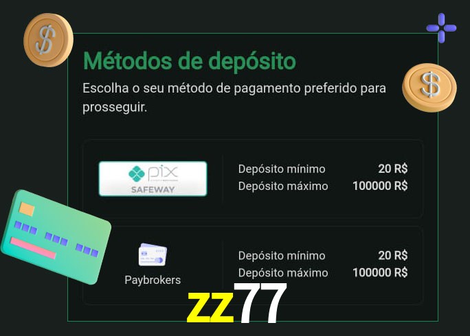O cassino zz77 oferece uma grande variedade de métodos de pagamento